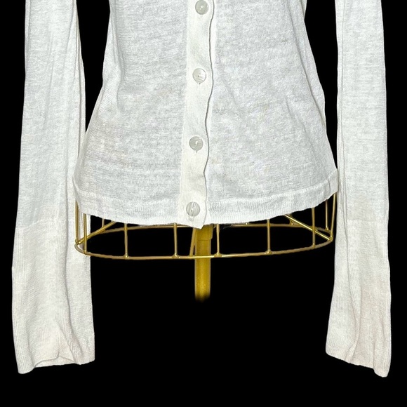 NEW J. Crew Linen Collared Button-Up Sweater in Ivory,  Style CJ444, Size XS - Picture 11 of 15